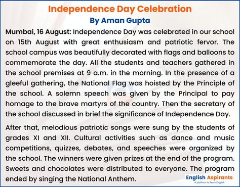 Report on Independence Day Recount Text, Decorating With Flags, Independence Day Celebration, School Campus, Report Writing, National Flag, Independence Day, Writing, Celebrities