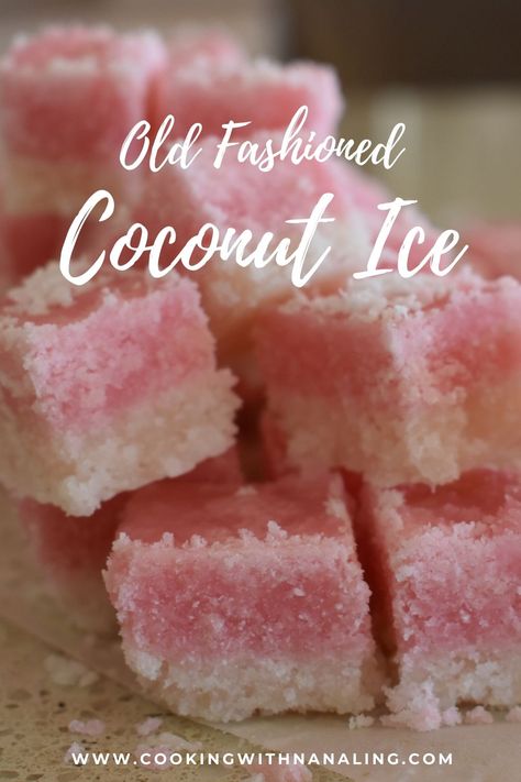 Coconut Ice, Easy Coconut And Condensed Milk Dessert, Dessicated Coconut Recipe, Coconut Fudge, Coconut Recipe, Candy Recipe, Milk Candy Recipe, Coconut Ice Recipe, Milk Candy