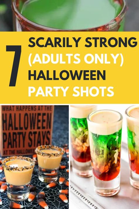 Halloween cocktails were just the thing to get your Halloween party started! But in 2021, it's all about shots. Not just your usual Haloween shots with jello or dessert shots. These are strong Halloween shots with alcohol! These recipes are easy and perfect for a crowd. #Halloween #Halloweendrinks #Halloweenparty #Halloweendrinkswithalcohol #Halloweencocktails #halloweenshots #shots #partyideas #halloweenparty #partyplanning Halloween Shots Easy, Halloween Jelly Shots Alcohol, Shots For Halloween Party, Best Halloween Shots, Halloween Alcoholic Jello Shots, Halloween Party Shots Alcohol, Halloween Themed Shots Alcohol, Fun Halloween Shots, Halloween Bar Party Ideas