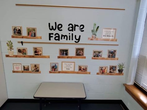 Family Pictures Display Wall Preschool, Family Tree Reggio Classroom, Prek Family Picture Display, Montessori Lessons Preschool, Family Wall Ideas For Classroom, We Are Family Classroom Display, Preschool Family Picture Display, Reggio Family Tree, Friends And Family Board Classroom