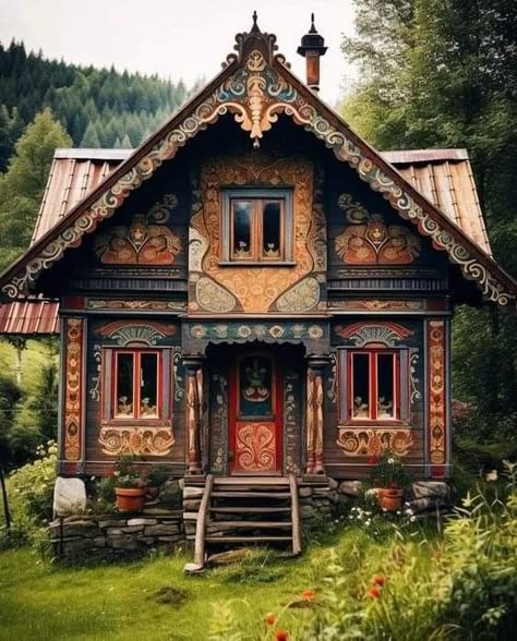 Norwegian Cabin, Norwegian House, Fairytale Houses, Fantasy Cottage, Fairytale House, Storybook Homes, Russian Architecture, Cabin Exterior, Dream Cottage