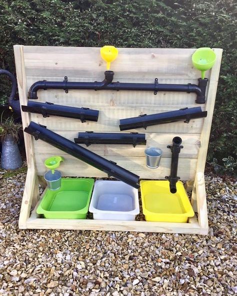 Outdoor Water Play Ideas 💦😎 Love... - Fun Sensory Play | Facebook Water Play Ideas, Outdoor Water Play, Mud Kitchen For Kids, Outdoor Kids Play Area, Outdoor Learning Spaces, Play Area Backyard, Water Station, Diy Playground, Personalised Gifts Handmade