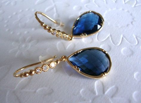 Blue Sapphire Earrings, Blue Drop Earrings, Blue Dangle Earrings, Trendy Earrings, September Birthstone, Sapphire Earrings, Earrings Blue, Gold Earrings Dangle, Bridesmaid Earrings