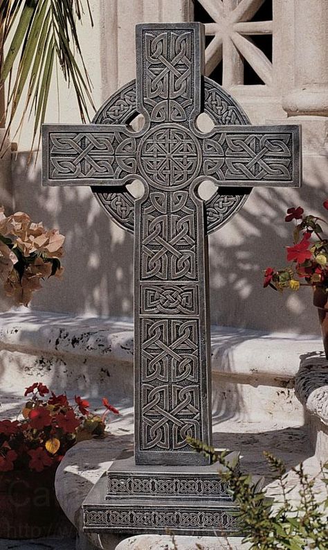 Bannockburn Celtic Cross Sculpture Celtic Cross Art, Celtic Cross Aesthetic, Stained Glass Celtic Cross Patterns, Saint Brigid Cross, Cross Sculpture, Cross Statue, Celtic Cross Gravestone, Celtic Crosses, Celtic Cross Tattoos