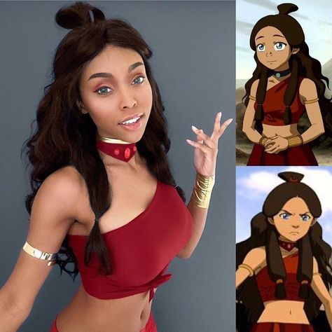 Katara Hairstyle, Atla Cosplay, Snl Halloween, Katara Cosplay, Female Cosplay Ideas, Katara Avatar, Black Cosplayers, Avatar Cosplay, Jessica Nigri