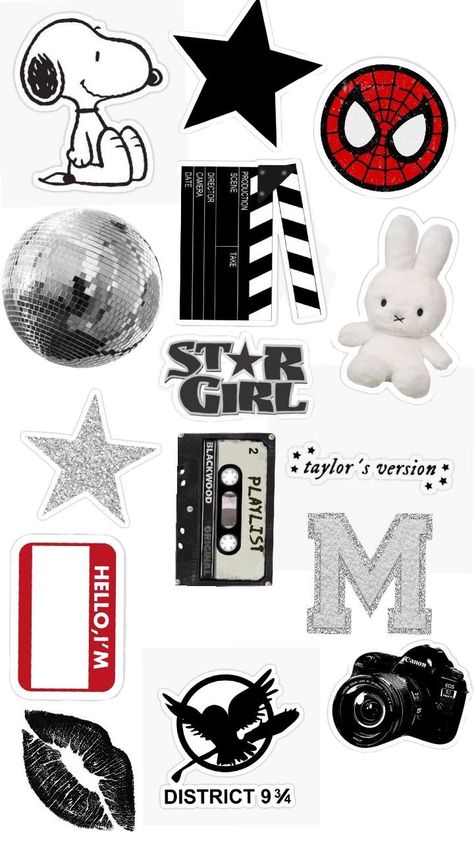 Phone Cover Stickers, Clear Phone Case Design, Weird Stickers, Iphone Stickers, Scrapbook Printing, Iphone Case Stickers, Collage Phone Case, Black Stickers, Phone Stickers