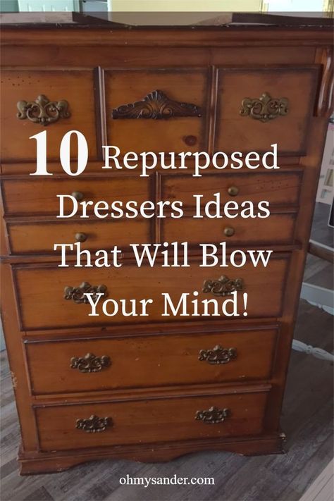 Repurposed Dressers Ideas Upcycled Dressers Ideas, Dresser Repurpose, Upcycled Dressers, Refinished Dresser Diy, Chest Of Drawers Makeover, Drawers Repurposed, Old Dresser Drawers, Upcycle Dresser, Dresser Refinish