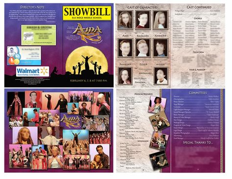 Real Scrappy - Digital Scrapbooking From Start to Finish: Play Program Examples and Templates Theater Program Design, Theatre Program Design, Play Program Template, Theatre Scrapbook, Program Layout, Templates For School, Children Of Eden, Drowsy Chaperone, Teaching Theatre