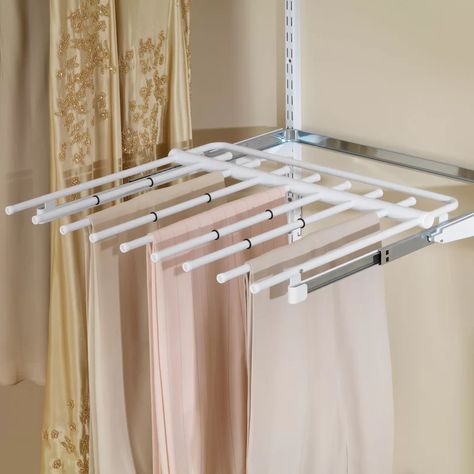 Wire Closet Organizers, Pants Organization, Closet Planning, Metal Clothes Rack, White Closet, Reach In Closet, Pants Rack, Closet Organizing Systems, Closet Remodel