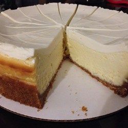 New York Cheesecake - Allrecipes.com  Try sour cream topping Sour Cream Cheesecake Topping, Sour Cream Topping, Sour Cream Cheesecake, Ricotta Cheesecake, New York Style Cheesecake, Sour Cream Recipes, How To Make Cheesecake, New York Cheesecake, Cooking Art