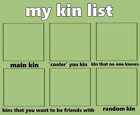 My Kin List Template, Kin List Template, Kin Templates, My Kin List, Funny Charts, Character Sheet Template, Blank Templates, Kin List, Character Template