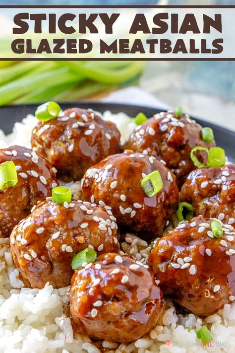 Sticky Asian Glazed Meatballs - Have mercy, y’all … this is one of those meals you really need to give it a try! Asian Glazed Meatballs, Meaty Appetizers, Glazed Meatballs, Meatball Recipes Easy, Simple Pantry, Easy Asian Recipes, Meatballs Recipe, Asian Cooking, Meatball Recipes