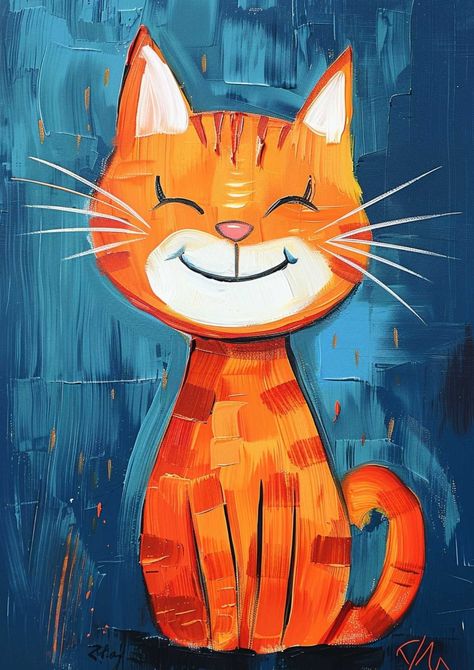 Diy Boho Art Painting, Hippie Painting Ideas Easy Canvas, Kids Painting Ideas On Canvas, Cat Painting Easy, Painting Ideas Kids, Cute Animal Paintings, Cute Animals Illustration, Animal Art For Kids, Kids Painting Ideas