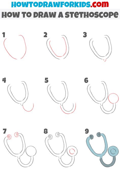 how to draw a stethoscope step by step Easy Stethoscope Drawing, How To Draw Stethoscope, Stethoscope Drawing Art, Stethoscope Drawing, Nurse Drawing, Drawing Sheet, Coloring Supplies, Easy Doodles Drawings, Drawing Tutorial Easy