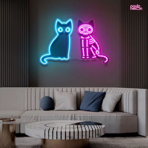 Neon Sign Custom Black Cats, cats gift personalized, cat decor for home, cat decor for bedroom, cat wall art, gift for the home decor Halloween Decor Indoor, Black Rooms, Wedding Neon Sign, Neon Wedding, Cat Wall Art, Decor For Bedroom, Cat Decor, Cat Wall, Custom Neon Signs