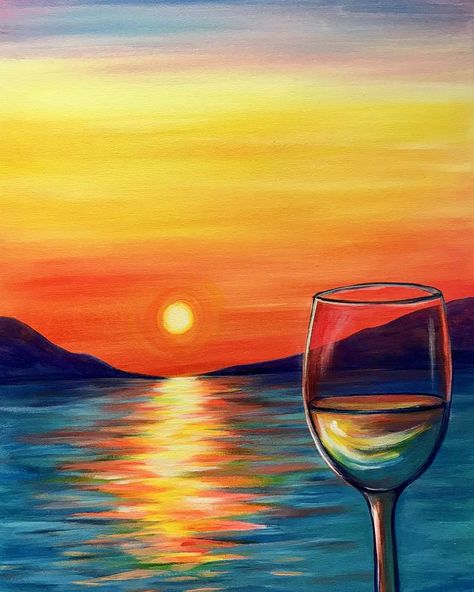 Join us at Pinot's Palette - Naperville on Sat Feb 02, 2019 3:00-5:00PM for Pinot in Paradise. Seats are limited, reserve yours today! Wine And Paint Night, Palette Wall, Pinots Palette, Wine And Canvas, Wine Painting, Sip N Paint, Wine Art, Simple Acrylic Paintings, Paint And Sip