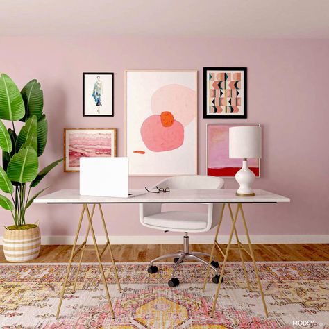 Pink Home Offices, Studio In Casa, Igs Ideas, Pink Home Office, Office Vibes, Pink Office, Dream Office, Decorating Inspiration, Home Office Space