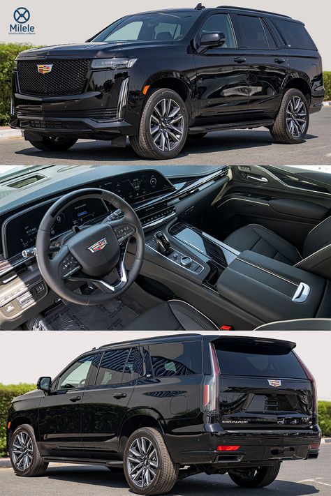 (LHD) CADILLAC ESCALADE SPORT 6.2P AT MY2023 - BLACK Cadalic Escalade, Cadallic Car Suv, Luxury Suv 2024, Black Escalade Cadillac, 2024 Cadillac Escalade, Cadillac Escalade 2024, Black Suv Cars, Cadilac Escaled Black, Escalade V 2023