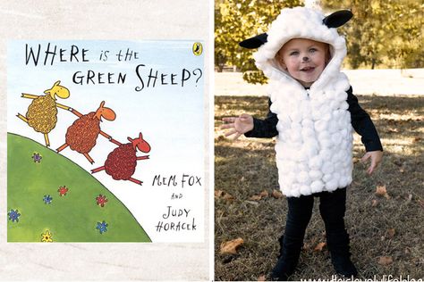 13 DIY costumes for book week - Mum's Grapevine Green Sheep Costume, Diy Book Week Costumes, Costumes To Make At Home, Book Week Costume Ideas, Easy Book Week Costumes, Book Week Costumes, Sheep Costume, Sheep Costumes, Australian Costume