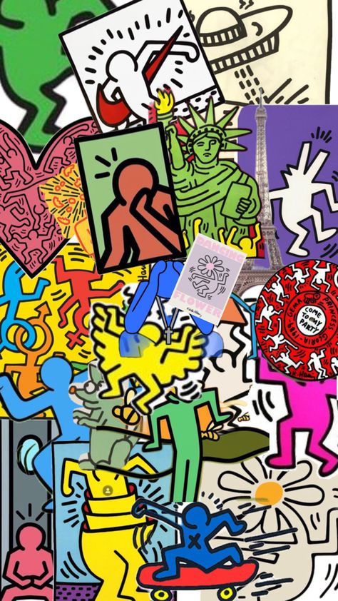 Keith Haring Wallpaper, Pop Surrealism, Keith Haring, Hippie Art, Colorful Wallpaper, Graffiti Art, Graphic Design Art, Phone Backgrounds, Wallpaper Iphone