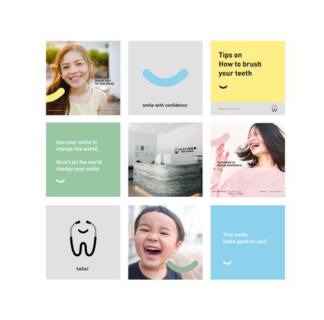 Platinum Dental on Behance Dentist Social Media, Medical Branding, Dentist Branding, Dental Branding, Logo Dental, Kids Social Media, Dental Social Media, Dental Posters, Remedies For Tooth Ache