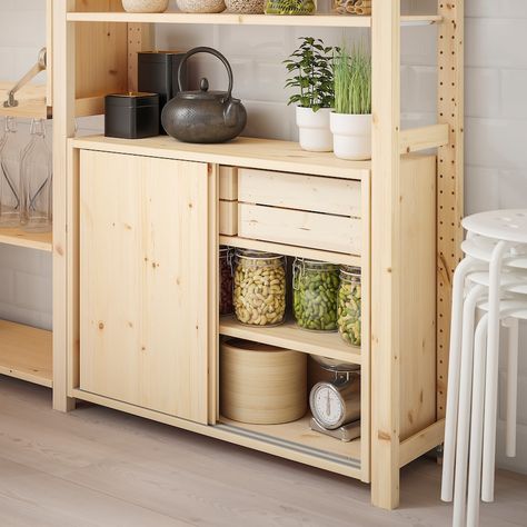 IVAR Cabinet with sliding doors, pine, 311/2x113/4x235/8" - IKEA Kitchen Ivar Ikea, Ikea Ivar Kitchen, Ivar Kitchen, Ivar Cabinet, Ivar Regal, Ivar Ikea, Ikea Ivar Cabinet, Ikea Ivar, Ikea Furniture Hacks