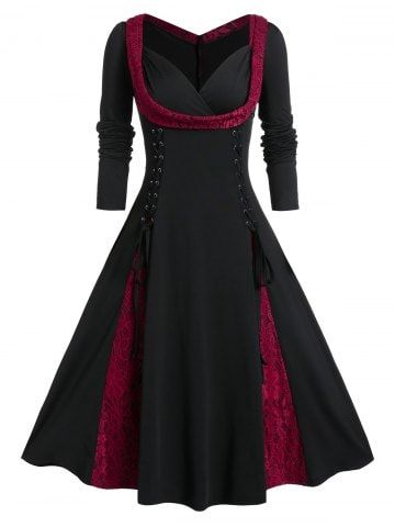 Cheapest and Latest women & men fashion site including categories such as dresses, shoes, bags and jewelry with free shipping all over the world. Long Sleeve Vintage Dresses, Plus Size Gothic, Sukienki Plus Size, Flare Long Sleeve, Vestido Plus Size, Goth Dress, Women Long Sleeve Dress, Fall Dress, Vestidos Vintage