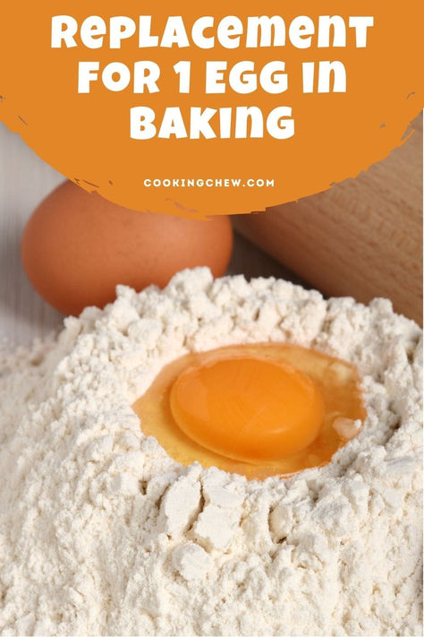 A close-up photo of an egg sitting on top of a pile of white flour. Baking Substitutes For Eggs, Egg Substitute In Baking, Egg Free Baking, Chia Egg, Egg Substitute, Japanese Bread, Cooking Substitutions, Egg Replacement, Baking Soda Vinegar