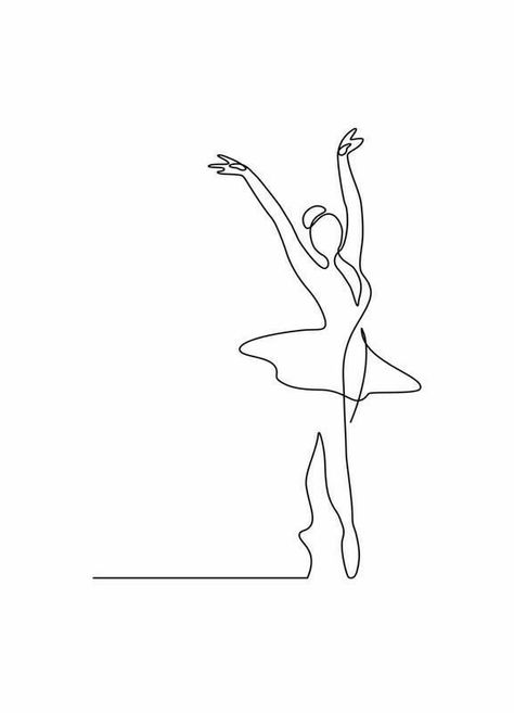 Line Art Drawings Aesthetic, Dance Black And White, Dance Drawing, Art Abstrait Ligne, Sport Tattoos, A Line Drawing, White Dance, Dance Sports, Ballet Posters