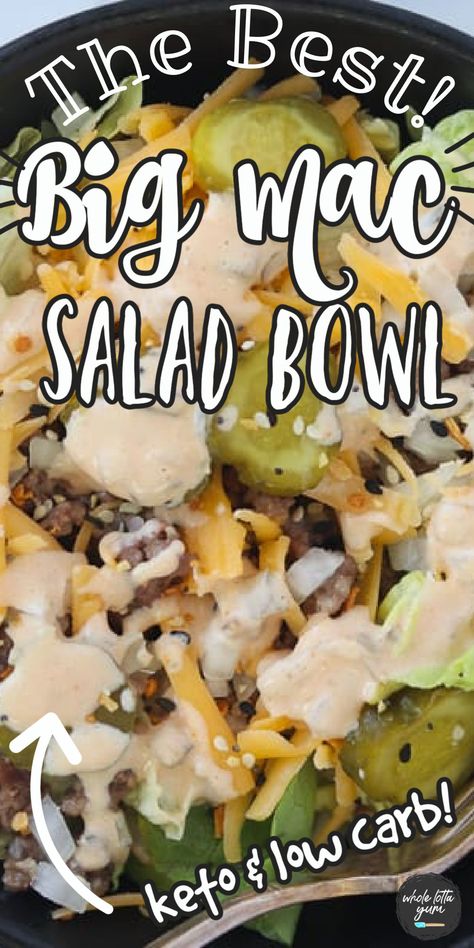 Easy Big Mac Salad, Big Mac In A Bowl, Big Mac Salad, Healthy Low Carb Dinners, Mac Salad, Low Carb Low Fat Recipes, Boiled Egg Diet Plan, Lost 100 Pounds, Health Dinner