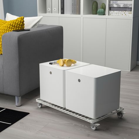 INVALLNING Utility cart, for boxes white, 26 3/4x15 3/8 ". With this trolley for boxes, you can easily create a storage solution that is simple to move when you need the space for other things. Perfect to place by a wall, in the middle of the room or under a desk. Steel. Seattle Life, Storage With Wheels, Rolling Storage Bins, Toy Cabinet, Harvard Square, Ikea Closet, Closet Hacks, Ikea Food, Moving Supplies