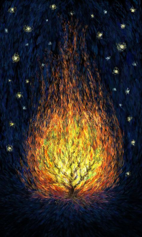 Universe Illustration, Prophetic Painting, Dark Universe, Biblical Artwork, Painting Impressionism, Christian Backgrounds, Burning Bush, Judaica Art, Prophetic Art