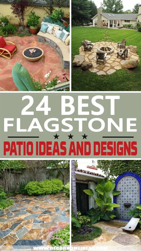 As flagstone is one of the most preferred materials to use in a patio we have selected the best flagstone patio ideas and designs to choose from for your next makeover. Flat Stone Patio, Flagstone Patio Ideas, Flagstone Patio Design, Stone Patio Designs, Stone Backyard, Flagstone Pathway, Patio Edging, Flagstone Pavers, Flagstone Path