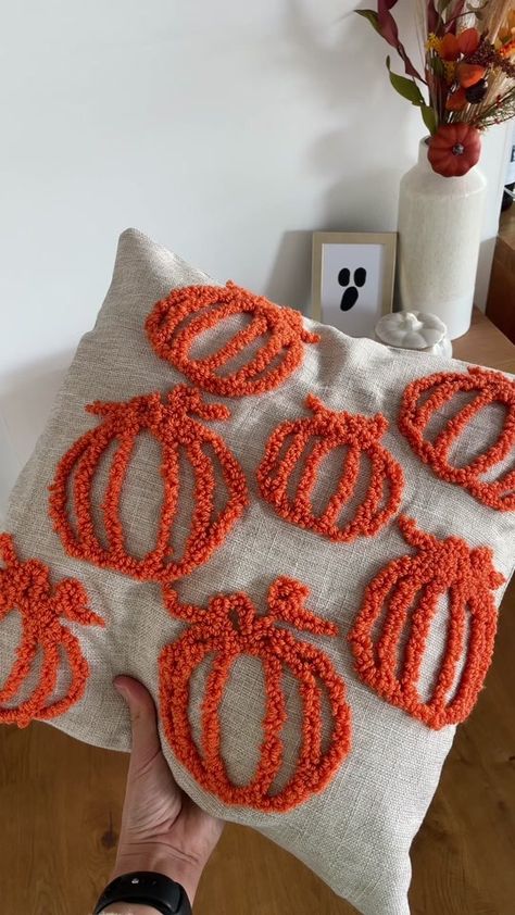 Kira Goode (@kira_goode) | TikTok Kira Goode, Punch Needle Cushion, Pumpkin Punch, Spooky Crafts, Needle Cushion, Halloween Day, 13 Days, Autumn Crafts, Fall Halloween Decor