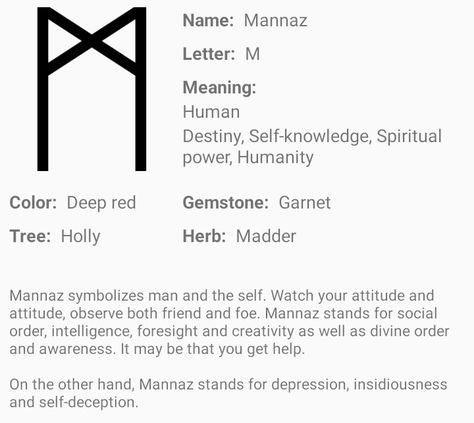 ✨Mannaz norse rune ✨ Mannaz Rune Tattoo, Mannaz Rune Meaning, Nauthiz Rune Meaning, Rune Stone Meanings, Norse Runes Meanings, Mannaz Rune, Elder Futhark Runes Tattoo, Viking Religion, Viking Rune Meanings