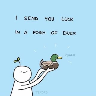 Found on iFunny Humour, Teabag Cartoon, Im Exhausted, Duck Quotes, Duck Memes, Good Luck Gif, Cheer Up Quotes, Wish You Luck, Lucky Duck