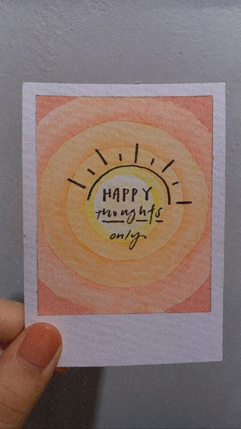 Watercolour Polaroid Painting, Mini Polaroid Painting Aesthetic, Watercolour Small Painting, Watercolor Art Quotes, Aesthetic Painting With Quotes, Watercolor Art With Quotes, Small Polaroid Paintings, Diy Watercolor Wall Art, Poloroid Drawing Ideas Aesthetic