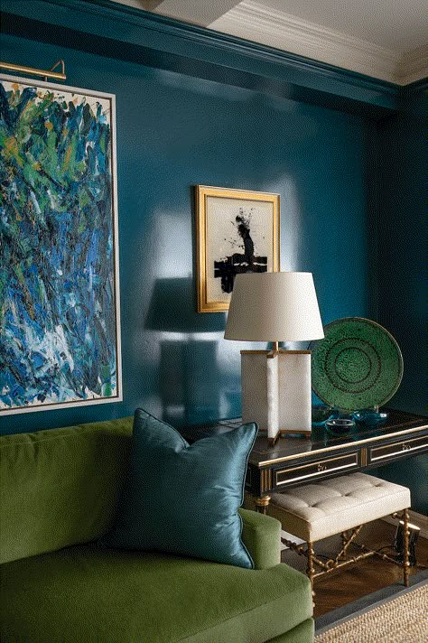 8 Jewel Tone Color Palettes Designers Swear By Jewel Tones Interior Design, Jewel Tone Paint Colors, Jewel Tone Room, Jewel Tone Living Room, Jewel Tone Bedroom, Jewel Tone Decor, Blue And Green Living Room, Jewel Tone Color Palette, Jewel Tone Colors