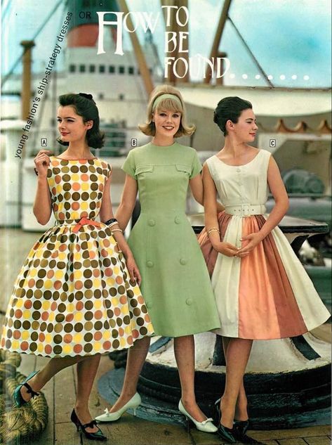 Early 60s Fashion, Early 1960s Fashion, 1962 Fashion, 1960s Dresses, 1950’s Fashion, 60s 70s Fashion, 60s And 70s Fashion, Fashion 1960s, Pattern Dress Women