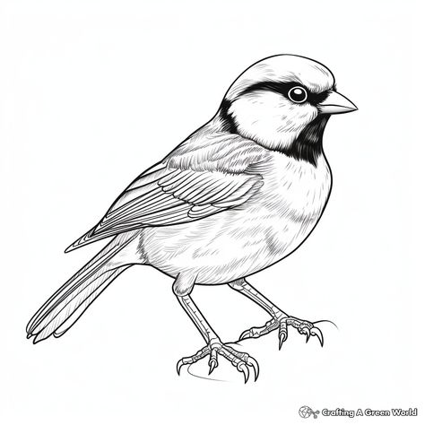 Chickadee Coloring Pages - Free & Printable! Chickadee Drawing, Bird Coloring, Owl Coloring Pages, Kindergarten Coloring Pages, Butterfly Plants, Coloring Pages Free Printable, Bird Coloring Pages, Relaxing Art, Cool Coloring Pages