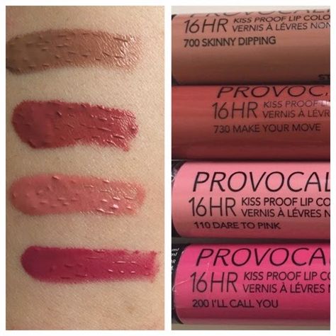 Rimmel Provocalips Swatches, Rimmel Provocalips, Makeup Favs, Kiss Proof Lipstick, Lip Colours, Loreal Paris Infallible, Long Wear Lipstick, Drugstore Makeup, Linguine