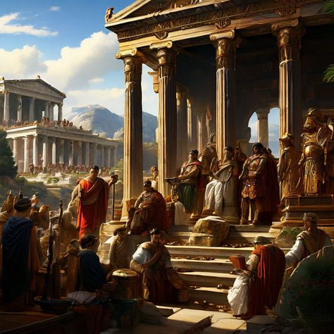 Ancient greeks and JUSTICE. by Aristos V - Playground Greek Fantasy Art, Greek Heroes, Charlton Heston, Concept Ideas, Luxury Homes Dream Houses, Fantasy Aesthetic, Dream Houses, Ancient Rome, Ancient Civilizations