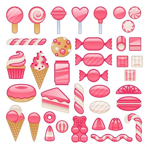 Candy Graphic Design, Candies Illustration, Sweets Illustration, Dessert Illustrations, Candy Vector, Candy Graphic, Birthday Heart, Gummy Candies, Candy Logo