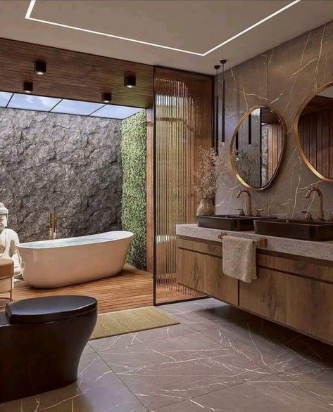 Latest Bathroom Designs, Desain Pantry, Zen Bathroom, Bloxburg Modern, Latest Bathroom, Bathroom Decor Luxury, Washroom Design, Wooden Bathroom, Toilet Design