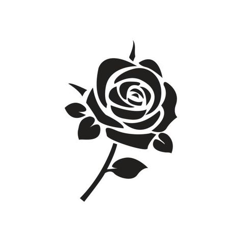 Rose Illustration Simple, Black Rose Drawing, Rose Silhouette Tattoo, Rose Vector Design, Black Rose Painting, Simple Rose Drawing, Simple Rose Design, Rosé Cartoon, Rose Drawing Simple