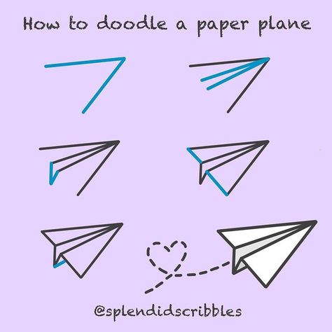 Paper Plane Doodle, Paper Airplane Doodle, Plane Doodle, Paper Airplane Drawing, Airplane Doodle, Scratch Paper Art, Pencil Sketches Easy, Travel Journal Pages, Airplane Drawing