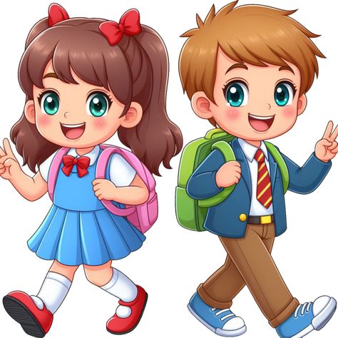 School Students Images, School Cartoon Images, Picture Of School Cartoon, Children Cartoon Images, Student Cartoon Image, Students Cartoon, Students Clipart, School Kids Clipart, Girl Teacher Cartoon