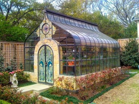 Serre Diy, Greenhouse Kitchen, Beautiful Greenhouse, Stained Glass Doors, Greenhouse Frame, Greenhouse Design, Victorian Greenhouses, Conservatory Greenhouse, Best Greenhouse