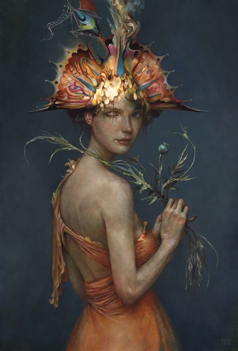 Pennywink_14x20_2015 Esao Andrews, Omg Posters, Red Portrait, Sea Queen, The Gilded Age, Surrealism Painting, Gilded Age, White Horses, Pop Surrealism