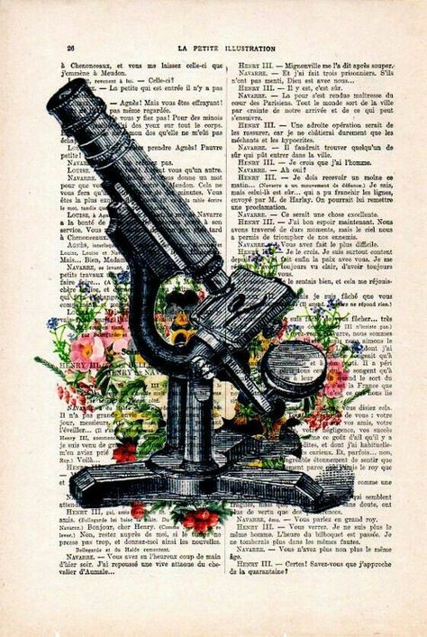 Journal D'art, Medical Wallpaper, Vintage Science, Biology Art, Medical Laboratory Science, Newspaper Art, Retro Kunst, Book Page Art, Microscopes